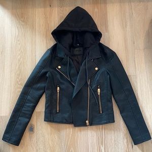 Blank NYC Leather Jacket with Detachable Hood